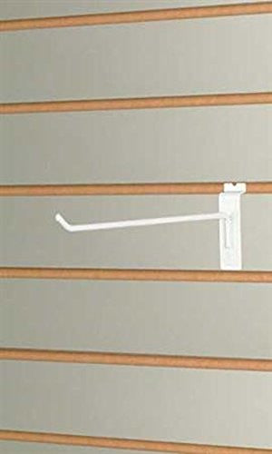 Peg Hooks in White 8 Inches Long for Slatwall - Lot of 50