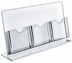 3 Pocket Slanted Brochure Holders in Clear 13.5 W x 8.5 H Inches - Case of 2