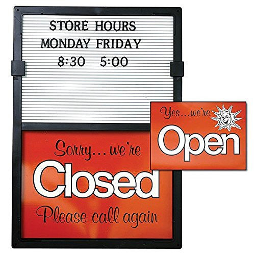 Open/Closed Sign with Message Board in Black Frame