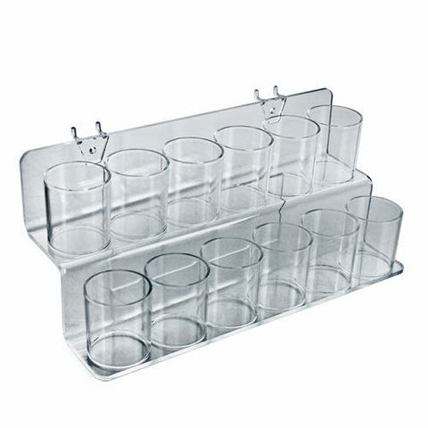 2 Tier Cup Display 13.75 W x 6 D x 6 H Inches with Plastic Hooks