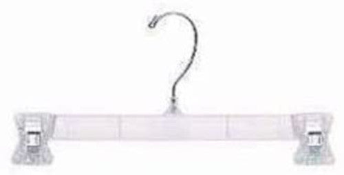 Skirt/Pant Hangers in Clear 12 Inches Long with Chrome Hook - Lot of 100