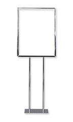 Double Sided Twin Stem Metal Sign Holder in Chrome 22 x 28 Inches