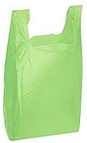 Plastic Medium T Shirt Bags in Lime Green 11.5 x 6 x 21 Inches - Case of 1000