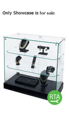 Infinity Jewelry Showcase in Black Laminate Finish 36 x 36 Inches with 2 Shelves