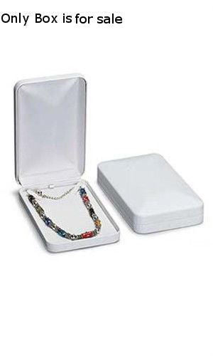 Jewelry Box Faux Leather Necklace in White - 4.25 x 7 x 1.5 Inches