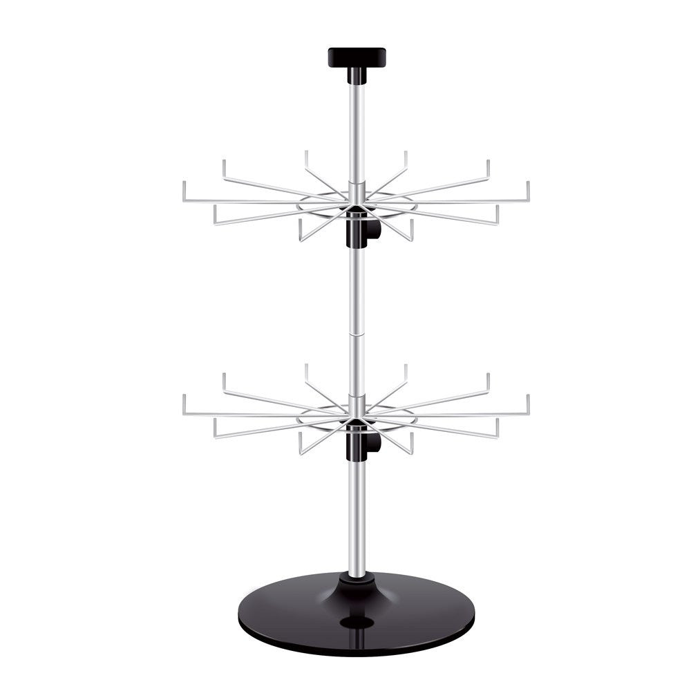 2 Tier Countertop Peg Spinner in Chrome 12 D x 31 H Inches with Plastic Base