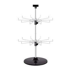 2 Tier Countertop Peg Spinner in Chrome 12 D x 31 H Inches with Plastic Base