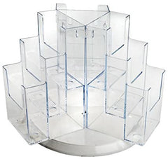 3 Tier Revolving Brochure Display in Clear 14 W x 1.5 D x 9.875 H Inches