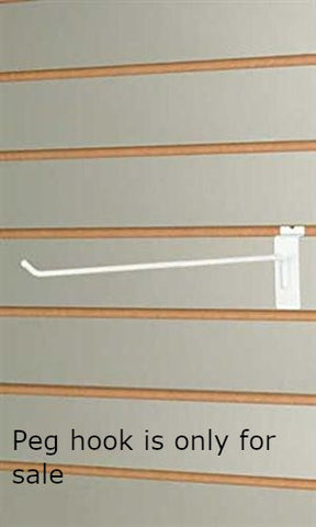Peg Hooks in White 12 Inches Long for Slatwall- Count of 25