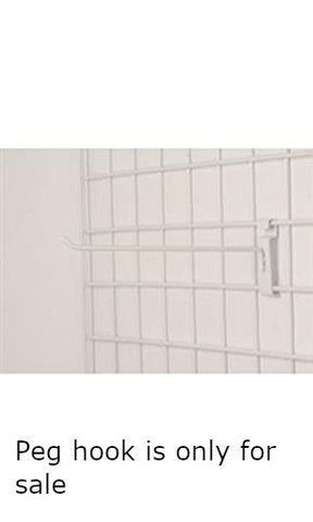 White Peg Hooks 10 Inches Long for Wire Grid - Count of 50