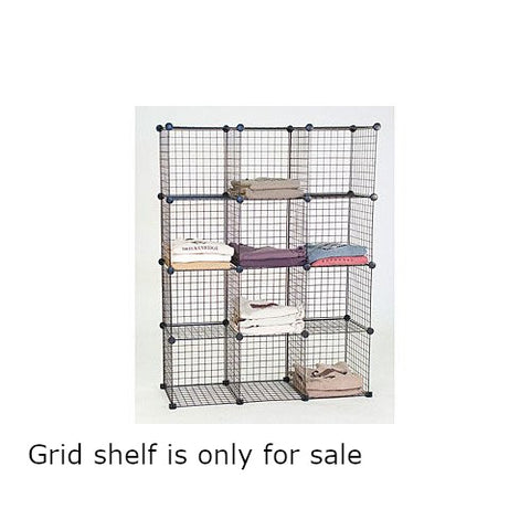Mini Grid Shelf Unit in Black 44 W x 14 D x 56 H Inches