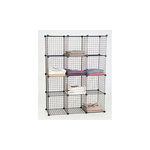 Mini Grid Shelf Unit in Black 44 W x 14 D x 56 H Inches