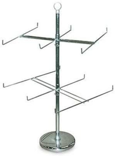 2 Tier Spinner Rack in Silver 25 H x 26 D Inches with Long Pegs