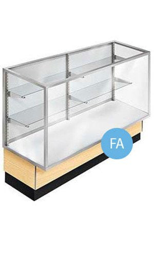 Full Vision Display Case in Maple 38 H x 20 D x 48 L Inches with Metal Frame