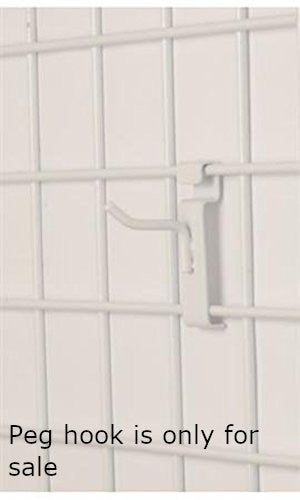 White Peg Hooks 12 Inches Long for Wire Grid - Count of 50