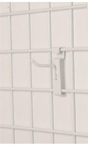 White Peg Hooks 12 Inches Long for Wire Grid - Count of 50