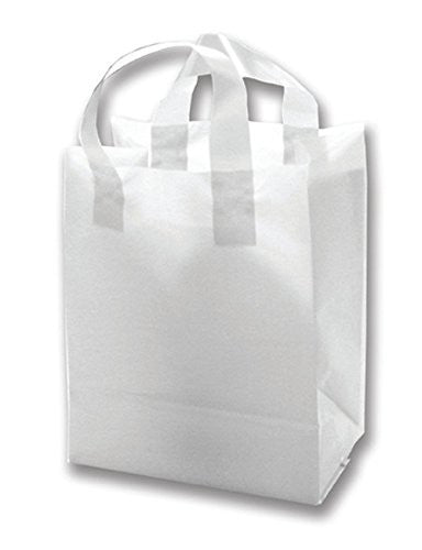 Frosted Shopping Bags in Chrome 16 x 6 x 16 Inches with Handles - Case of 200