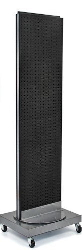 2 Side Pegboard Display Stand in Black 16 W x 66 H Inches on Base with Wheels