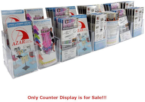 16 Pockets Trifold Brochure Display in Clear 37.875 W x 3.75 D x 7 H Inches