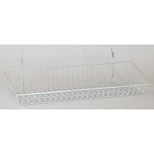 Wire Sloping Baskets in White 24 W x 8 D x 4 H Inches - Case of 5