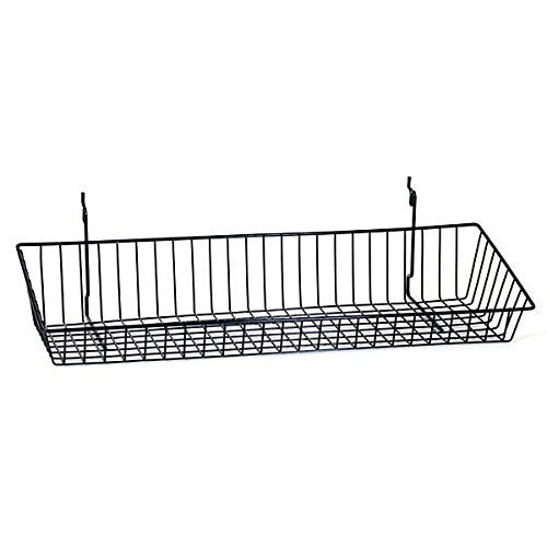 Wire Sloping Baskets in Black 24 W x 8 D Inches - Box of 5