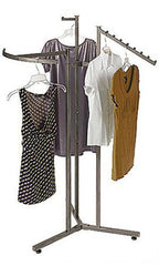3 Way Boutique Clothing Display Rack in Raw Steel 48 to 72 H Inches