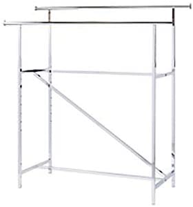 Double Rail Garment Rack in Chrome - 60 W x 24 D x 47-72 H Inches