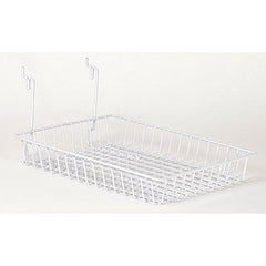 White Slatwall Wire Basket 10 W x 14 D x 2 H Inches - Set of 8