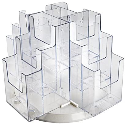 12-Pocket Revolving Trifold Brochure Holder in Clear 15 W x 1.5 D x 9 H Inches
