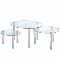3 Piece Large Round Riser Display in Clear 6 x 8 x 10 H Inches - Set of 3