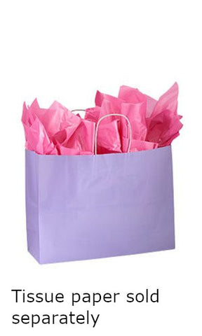 Glossy Large Paper Shopping Bags in Lavender 16 x 6 x 12 Inches - Count of 25