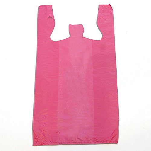 Plastic T shirt Bags in Magenta 12 x 7.5 x 23 Inches - Case of 1000
