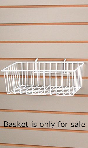 Slatwall Wire Baskets in White 12 x 8 x 4 Inches - Count of 2