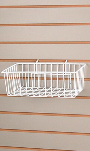 Slatwall Wire Baskets in White 12 x 8 x 4 Inches - Count of 2