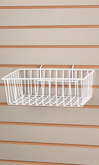 Slatwall Wire Baskets in White 12 x 8 x 4 Inches - Count of 2