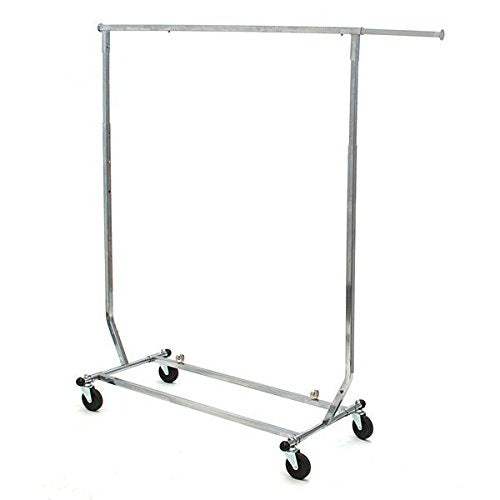 Chrome Salesman Rolling Rack 49 W x 55.5 up to 65 Inches Adjustable Height