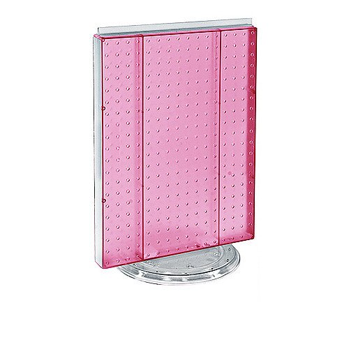Counter Top Rotating Pegboard Tower Display Unit in Pink - 16 W X 20 H Inches
