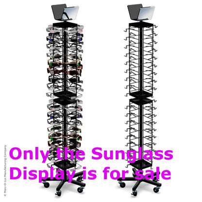 Floor Spinner Display Rack Holds 72 Sunglasses - 66.2 H x 17.3 W x 17.3 D Inches