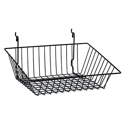 Sloping Wire Baskets in Black 15 W x 12 D Inches - Box of 8