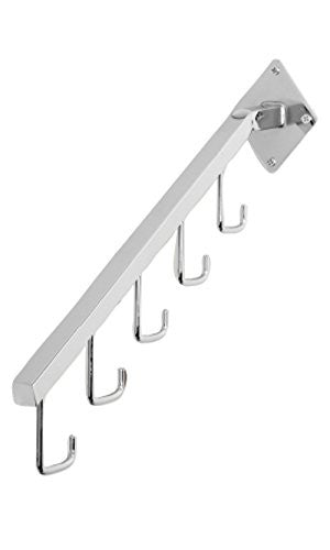 5 Hooks Waterfall Faceouts in Chrome 18 Inches Long for Wall Mount - Pack of 10