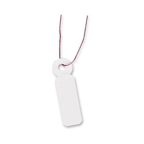 White Jewelry Price Tags 0.3125 W x 1 H Inches with String - Lot of 1000