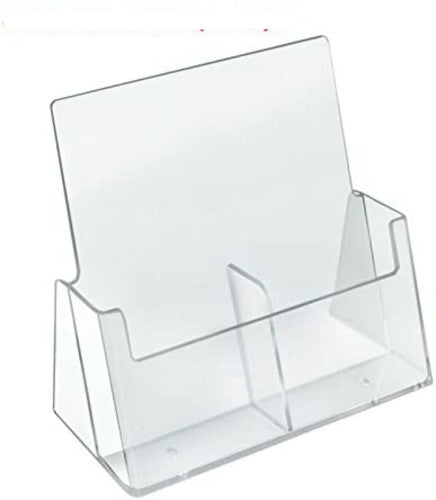 2 Pocket Plastic Brochure Holders in Clear 9.17 W x 9.8 H Inches - Case of 2
