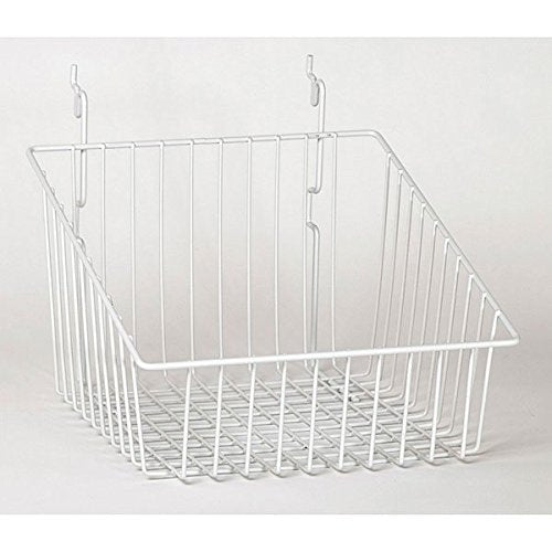 Wire Slope Basket White 12 W x 12 D x 8 H Inches - Box of 5