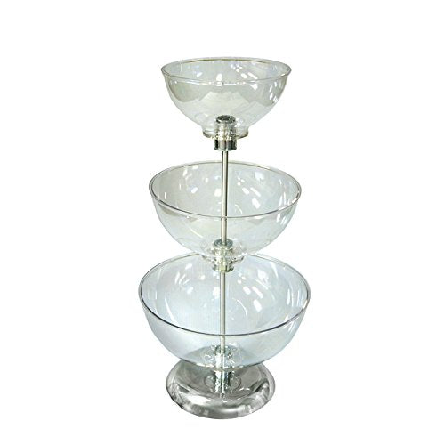Three Tier Bowl Counter Display in Clear 24 Inches H