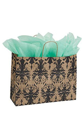Black Large Paper Shopping Bags 16 x 6 x 12 Inches - Case of 100