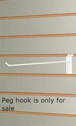 Peg Hooks in White 12 Inches Long for Slatwall - Case of 50