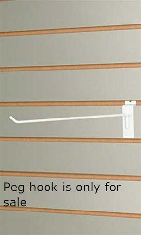 Peg Hooks in White 12 Inches Long for Slatwall - Case of 50