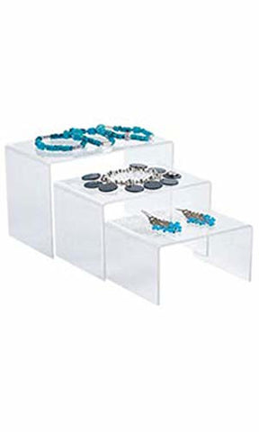 Rectangular Nesting Display Risers 2.375 x 3.5 x 4.5 H Inches - Set of 3