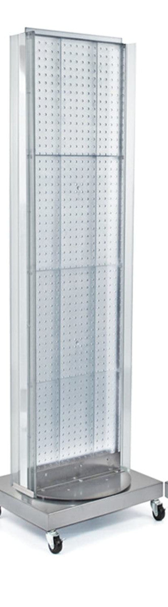 2 Sided Pegboard Display in Clear 16 W x 60 H Inches with Revolving Base