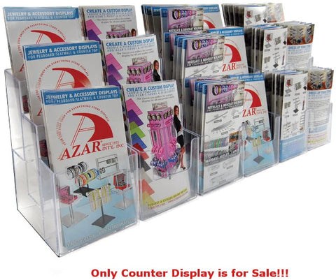 18 Pocket Brochure Displays in Clear 36 W x 5.375 D x 9.125 H Inches - Box of 2